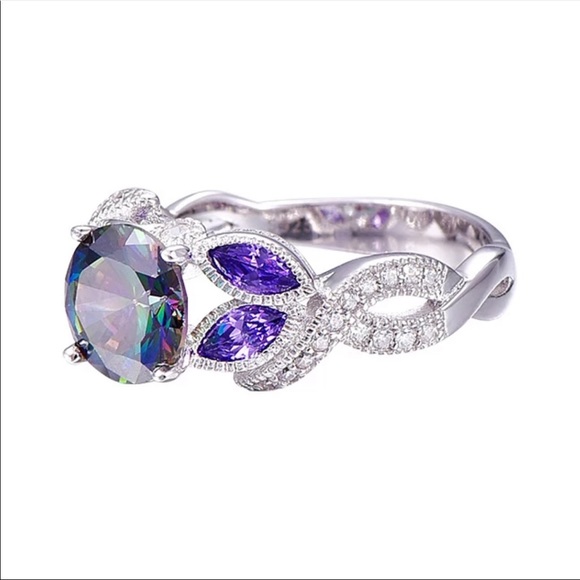 New 925 Silver Promise Women’s Diamond Ring - Picture 3 of 5